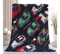 Manta de forro polar de 100 x 130 cm, moderna, minimalista, estampada, manta de franela, suave, cálida, mullida, manta para coche, coche de carreras, manta para sofá, oficina, cama, viajes, multicolor