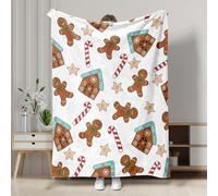 Manta de forro polar de casa de jengibre, manta decorativa de galletas de Navidad, manta ligera y suave de felpa para sofá, viajes, picnics, todas las estaciones, 60 x 80 pulgadas