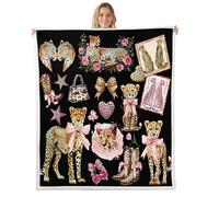 Manta de forro polar de franela con lazos de leopardo, 40 x 50 pulgadas, guepardo africano, cobija mullida para sofá, sofá, flores de animales salvajes, mantas de cama para todas las estaciones