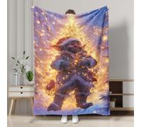 Manta de forro polar de gnomo de Navidad, manta colorida con diseño de hadas navideñas, acogedora, suave y cálida para decoración de invierno, sofá y cama, para todas las estaciones, 60 x 80 pulgadas