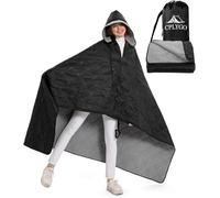 Manta de forro polar impermeable para pícnic, resistente al viento, ultraligera, cálida, resistente a la arena, portátil, manta grande con sombrero para acampar al aire libre, estadio, yoga, playa,