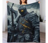 Manta de Forro Polar mullida y Personalizada con diseño de Caballero con Armadura Agrietada, Ideal para Acampar, para tu Pareja, Esposo, Esposa, Mujer y Hombre, 127 x 152 cm (50 x 60 Pulgadas)