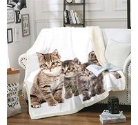 Manta de Forro Polar para Gatos, Manta de Felpa con temática de Animales 3D, Manta Sherpa para sofá, Cama, decoración de habitación, Dibujos Animados, Manta Ligera y mullida para bebé, 30 x 40 pulgad