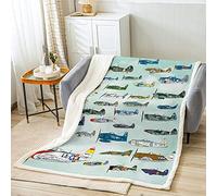 Manta de forro polar para niños, manta de sherpa de avión militar 3D para niños y niñas, bonita aeronave para sofá, cama, avión, tamaño King, 87 x 94 pulgadas
