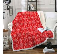 Manta de forro polar Sherpa como manta de sofá - Manta suave y esponjosa, diseño de copo de nieve para adultos y niños, manta cálida de invierno con diseño de reno, 130 x 150 A301