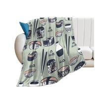 Manta De Forro Rustic Japanese Food Sushi Watercolor Kids Nursery Anime Sushi Theme Manta De Franela Cálida Mantas Súper Suave Frazada para Dormitorio Descanso Habitacion M