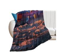 Manta De Forro Space Hot Balloon Rustic Colorful Galaxy Outer Space Planets Star Print Frazada Cómoda Manta De Franela Súper Suave Blanket para Dormitorio Viaje Descanso S