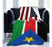 Manta De Forro Torn Style American and South Sudan Flags Mantas Cómoda Manta De Franela Cálida Frazada para Dormitorio Descanso Habitacion M
