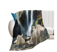 Manta De Forro Watercolor Natural Landscapes Spring Wildlife Swan Rivers Waterfalls Manta De Franela Súper Suave Frazada Clásica Blanket para Viaje Dormitorio Habitacion M
