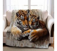 Manta de Franela 100 x 130 cm Tigre con Vetas de Madera Manta Mullida y Cálida para Decoración del Dormitorio Juvenil o Adulto