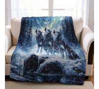 Manta de Franela Animales Tres Lobos 100 x 130 cm para Niños, Manta de Felpa Suave 3D, Cobija Acogedora para Sofá y Cama