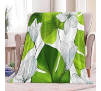 Manta de Franela Arte Dibujado A Mano Orquídea Monstera Mantas Sherpa 150 x 200 cm Suave Cálida Microfibra Mantas, Color Claro Sofá Manta De Lana Camping Dormitorio Sala Estar Decoración del Hogar
