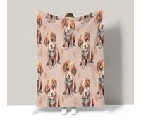 Manta de Franela Cachorro En Forma De Corazón, Manta Lindo Dibujo Animado Súper Cálida y Suave, Ligera y Transpirable Rosa Claro Mantas para Todas las Estaciones, para Cama Sofá Sillón 150x200 cm