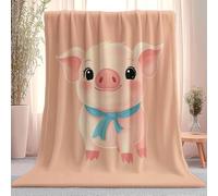 Manta de Franela cálida, Suave y cómoda Dibujos Animados De Cerditos Lindos Manta de sofá Lavable con patrón, Manta para Dormitorio 127 x 152 cm, Rosa