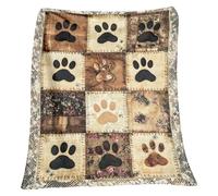 Manta de franela cálida y huella de perro suave decoración del hogar | Manta De Franela Suave Para Paseos En Coche Cama, Esquina De Lectura, Sofá En La Sala