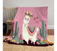 Manta De Franela con Alpaca Cactus En Forma De Corazón 220x240cm, Suave Acogedora Y Cálida Manta Lindo Animal De Dibujos Animados Cubierta De Cama Mantas De Sofa para Adultos Y Niños