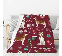 Manta de Franela con diseño de Bastones de Caramelo de Husky, Color rubí, de 80 x 60 Pulgadas, súper Suave, Gruesa, acogedora y cómoda para el sofá.