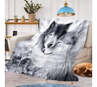 Manta de franela con diseño de lobo, cálida y mullida para niños, manta de franela de microfibra, para decoración de habitaciones (lobo A, 150 x 200 cm)