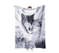 Manta de franela con diseño de lobos, mullida, suave y cálida, con estampado de lobo en 3D, manta para sofá o sofá y adultos (W1, 130 x 150 cm)