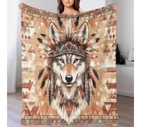 Manta De Franela con Diseño De Native Americans, Mullida, Suave Y Cálida, con Diseño De Bohemio Lobo En 3D, para El Salón, para Adolescentes Y Adultos 60x80inch(150x200cm)