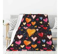 Manta de franela con estampado de corazones coloridos para sofá, cama, súper suave, ligera, acogedora, mullida, cálida, de franela de felpa de 40 x 30 pulgadas, para uso en todas las estaciones