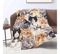 Manta de Franela Con Estampado de Gato - Forro Polar Suave y Mullida para Sofá - Regalo para Amantes de los Gatos y Niños Pequeños - 101 cm x 127 cm