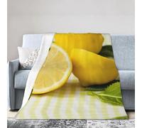 Manta de franela con estampado de limón amarillo para todas las estaciones, para aire acondicionado, para cama, sofá, camping
