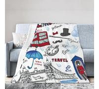 Manta de franela con estampado de Londres para todas las estaciones, para aire acondicionado, para cama, sofá, camping