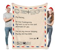 Manta de franela con letras personalizadas, regalo de amor personalizado para mi hija, hijo de parte de mamá, manta personalizada con letras escritas a mano, correo aéreo