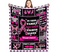Manta de franela de regalo para el cáncer de mama, regalo inspirador para el cáncer de mama, cinta rosa para sobreviviente, curación, cálida, suave, de franela de 60 x 80 pulgadas para mujer