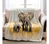 Manta de Franela Elefante de Pradera 100 x 130 cm para Niños, Manta de Felpa Suave 3D, Cobija Acogedora para Sofá y Cama