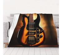Manta de franela estampada de guitarra instrumental de 40 x 30 pulgadas, manta de sofá de franela suave, perfecta para decoración de otoño para el hogar y viajes (30-80 pulgadas)