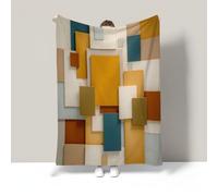 Manta De Franela Geometría Abstracta Moderna, Manta con Minimalismo para Sofá Y Cama, Súper Suave Y Cálida para Hogar Dormitorio 130x150cm