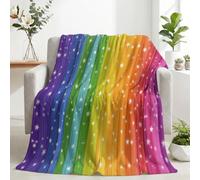 Manta de franela impresa en 3D, colores del arco iris, suave y antibolitas, manta de microfibra con diseño geométrico de ensueño, diseño de estrellas, manta para sofá, cama, sofá, decoración, viajes