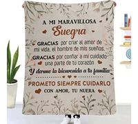 Manta de Franela para Mi Suegra Desde Nuera, Suave Cama Manta de Correo, Letras en Español Personalizado, Regalos de Cumpleaños Navidad, 150*200CM