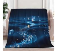 Manta de franela para sofá, cubo de estilo ciencia ficción y redonda, suave, mullida, con decoración para todas las estaciones, manta cálida y ligera para cama, sofá, sillones, picnic, azul