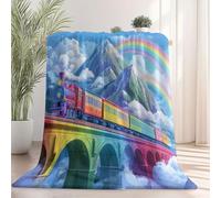 Manta de Franela Suave con Estampado Estilo Cuento de Hadas Tren Viajes de Aventura - Manta Cálida y Ligera para Sofá y Cama, Negro Decoración Hogar, Todas Las Estaciones - 220×240 cm