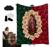 Manta de Franela Suave de La Virgen de Guadalupe, Manta Floral Rosa de La Virgen María, Acogedora Manta de Oración, Comodidad Envuelta en Fe Católica, Manta Cristiana, Decoración Religiosa Del Hogar