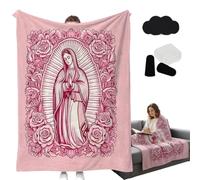 Manta de Franela Suave de La Virgen de Guadalupe, Manta Floral Rosa de La Virgen María, Acogedora Manta de Oración, Comodidad Envuelta en Fe Católica, Manta Cristiana, Decoración Religiosa Del Hogar