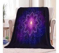 Manta de Franela Suave y Cálida 150 x 200 cm Patrón De Mandala Bohemio - Manta de Cama o Sofá con Estampado 3D de Líneas Onduladas, Ligera y Confortable, para Adultos y Niños, Negro
