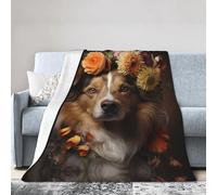 Manta de franela súper suave de varios tamaños de 40 x 30 pulgadas con estampado de perro niña con flores, adecuada para camas, sofás y sillones reclinables