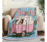 Manta de Franela súper Suave y acogedora 200 x 220 cm - Cálida y Afelpada para Viajes con Estampado Retro camioneta Cachorro, Retro camioneta Cachorro Manta Decorativa para sofá y Cama para Viajes