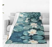 Manta de franela ultrasuave con diseño de flores de loto, manta de sofá para el hogar, manta de siesta, tapete de picnic para camping, 60 x 50 pulgadas