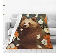 Manta de franela ultrasuave con diseño de oso con aroma a flores, manta de sofá para el hogar, manta de siesta, tapete de picnic para camping, 60 x 50 pulgadas