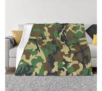 Manta de franela ultrasuave con estampado de camuflaje militar verde adecuada para camas, sofás, camping, cines