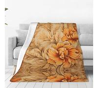 Manta de franela ultrasuave de flores y hojas, manta de sofá para el hogar, manta de siesta, tapete de picnic para camping, 60 x 50 pulgadas
