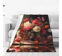 Manta de franela ultrasuave para fiesta de flores, manta de sofá para el hogar, manta de siesta, tapete de picnic para camping, 80 x 60 pulgadas