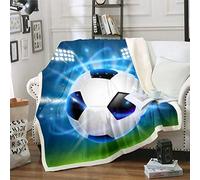 Manta de fútbol para niños, Manta de Sherpa con temática Deportiva para sofá, Silla, sofá, diseño de Pelota de fútbol 3D, Manta de Forro Polar para Juegos competitivos, Manta de Felpa cálida para DEC