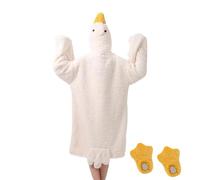 Manta de ganso con capucha, mameluco de animal de felpa de gran tamaño con zapatos, suéter de forro polar de felpa para adultos y niños, disfraz de para noche de películas, camping