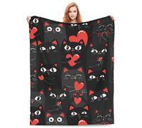 Manta de gato negro con lindos gatos grises que te aman, manta de regalo para niños y adultos, ligera, suave, de forro polar, acogedora para sofá, cama, habitación, viajes, día de San Valentín, 40 x